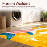 Ultra Soft Area Rug, Non Slip, Stain Resistant, Washable Area Rugs for Living Room, Bedroom, Striking Colorful Symmetrical Shapes(Yellow)