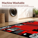 Ultra Soft Area Rug, Non Slip, Stain Resistant, Washable Area Rugs for Living Room, Bedroom, Striking Red and Black Musical Motifs(Red)