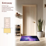 Ultra Soft Area Rug, Non Slip, Stain Resistant, Washable Area Rugs for Living Room, Bedroom, Enchanting Color Burst Galaxy Art(Purple)