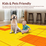 Ultra Soft Area Rug, Non Slip, Stain Resistant, Washable Area Rugs for Living Room, Bedroom, Eclectic Abstract Design Elements(Yellow)