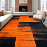 Ultra Soft Area Rug, Non Slip, Stain Resistant, Washable Area Rugs for Living Room, Bedroom, Rich Burnt Orange Textured Motif(Orange)