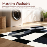 Ultra Soft Area Rug, Non Slip, Stain Resistant, Washable Area Rugs for Living Room, Bedroom, Sleek Abstract Monochrome Aesthetic(Black)