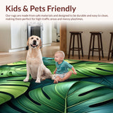 Ultra Soft Area Rug, Non Slip, Stain Resistant, Washable Area Rugs for Living Room, Bedroom, Elegant Sage Green Leaf Pattern(Green)