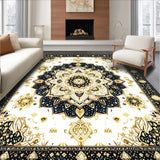 Ultra Soft Area Rug, Non Slip, Stain Resistant, Washable Area Rugs for Living Room, Bedroom, Dynamic Symmetrical Flourish(Gold)