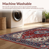 Ultra Soft Area Rug, Non Slip, Stain Resistant, Washable Area Rugs for Living Room, Bedroom, Luxurious Ornate Patterned Accent(Red)