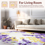 Ultra Soft Area Rug, Non Slip, Stain Resistant, Washable Area Rugs for Living Room, Bedroom, Minimalist Spring Floral Arrangement(Purple)
