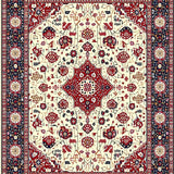 Ultra Soft Area Rug, Non Slip, Stain Resistant, Washable Area Rugs for Living Room, Bedroom, Beige/Red Abstract Area Intricate Design(White)