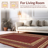 Ultra Soft Area Rug, Non Slip, Stain Resistant, Washable Area Rugs for Living Room, Bedroom, Charming Multicolor Patterned Textiles(Red)