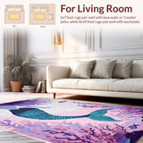 Ultra Soft Area Rug, Non Slip, Stain Resistant, Washable Area Rugs for Living Room, Bedroom, Serene Aquatic Gradient Composition(Purple)