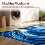 Ultra Soft Area Rug, Non Slip, Stain Resistant, Washable Area Rugs for Living Room, Bedroom, Serene Blue Tidal Pattern(Blue)