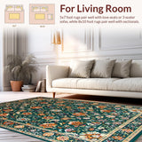 Ultra Soft Area Rug, Non Slip, Stain Resistant, Washable Area Rugs for Living Room, Bedroom, Chic Contemporary Leaf Motif(Green)