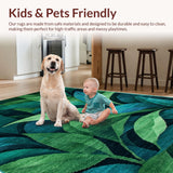 Ultra Soft Area Rug, Non Slip, Stain Resistant, Washable Area Rugs for Living Room, Bedroom, Tropical Plant-Inspired Washable Bathroom Floor Mat(Green)