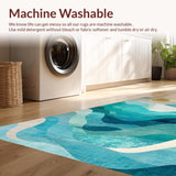 Ultra Soft Area Rug, Non Slip, Stain Resistant, Washable Area Rugs for Living Room, Bedroom, Coastal Wave Rug Abstract Surf Design(Blue)