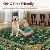 Ultra Soft Area Rug, Non Slip, Stain Resistant, Washable Area Rugs for Living Room, Bedroom, Green Embroidered Arabic Meditation Room Prayer Rug(Green)