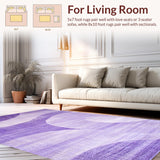 Ultra Soft Area Rug, Non Slip, Stain Resistant, Washable Area Rugs for Living Room, Bedroom, Artful Soft Plush Ombre Design(Purple)