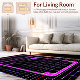 Ultra Soft Area Rug, Non Slip, Stain Resistant, Washable Area Rugs for Living Room, Bedroom, Retro Gaming-Inspired Color Burst(Purple)