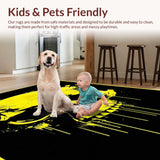 Ultra Soft Area Rug, Non Slip, Stain Resistant, Washable Area Rugs for Living Room, Bedroom, Vibrant Youthful Graphic Design(Yellow)