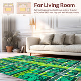 Ultra Soft Area Rug, Non Slip, Stain Resistant, Washable Area Rugs for Living Room, Bedroom, Colorful Car Track Nursery Rug with Friction Vehicles(Green)