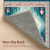 Ultra Soft Area Rug, Non Slip, Stain Resistant, Washable Area Rugs for Living Room, Bedroom, Teal Toned Beachy Charm(Blue)