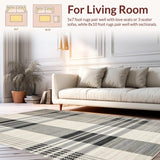Ultra Soft Area Rug, Non Slip, Stain Resistant, Washable Area Rugs for Living Room, Bedroom, Chic Reversible Plaid Aesthetic(Gray)