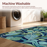 Ultra Soft Area Rug, Non Slip, Stain Resistant, Washable Area Rugs for Living Room, Bedroom, Rustic Tropical Print Arrangement(Blue)