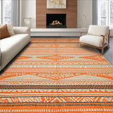 Ultra Soft Area Rug, Non Slip, Stain Resistant, Washable Area Rugs for Living Room, Bedroom, Geometric Vibrant Rustic Motif(Orange)