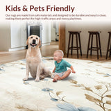Ultra Soft Area Rug, Non Slip, Stain Resistant, Washable Area Rugs for Living Room, Bedroom, Watercolor Bloom Area for Bathroom with Delicate Floral Design(Beige)