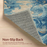 Ultra Soft Area Rug, Non Slip, Stain Resistant, Washable Area Rugs for Living Room, Bedroom, Coastal Seahorse Themed Plush Accent Carpet with Soft Textured Waves Design(Blue)