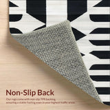 Ultra Soft Area Rug, Non Slip, Stain Resistant, Washable Area Rugs for Living Room, Bedroom, Black White Stripe Outdoor Rug(Black)