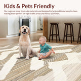 Ultra Soft Area Rug, Non Slip, Stain Resistant, Washable Area Rugs for Living Room, Bedroom, Chic Neutral Toned Geometric Style(Beige)