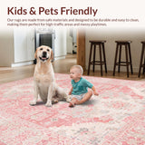 Ultra Soft Area Rug, Non Slip, Stain Resistant, Washable Area Rugs for Living Room, Bedroom, Modern Luxe Dusty Pink Visuals(Pink)