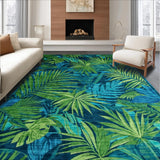 Ultra Soft Area Rug, Non Slip, Stain Resistant, Washable Area Rugs for Living Room, Bedroom, Vibrant Boho Botanical Aesthetic(Blue)