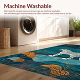 Ultra Soft Area Rug, Non Slip, Stain Resistant, Washable Area Rugs for Living Room, Bedroom, Chic Modern Animal Graphic Style(Blue)