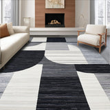 Ultra Soft Area Rug, Non Slip, Stain Resistant, Washable Area Rugs for Living Room, Bedroom, Contemporary Silver Abstract Composition(Black)