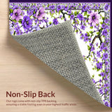 Ultra Soft Area Rug, Non Slip, Stain Resistant, Washable Area Rugs for Living Room, Bedroom, Vivid Pastoral Leaf Motif(Purple)