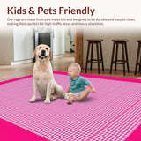 Ultra Soft Area Rug, Non Slip, Stain Resistant, Washable Area Rugs for Living Room, Bedroom, Elegant Minimalist Square Design(White)