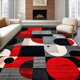 Ultra Soft Area Rug, Non Slip, Stain Resistant, Washable Area Rugs for Living Room, Bedroom, Dynamic Monochrome Rhythm Patterns(Red)