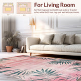 Ultra Soft Area Rug, Non Slip, Stain Resistant, Washable Area Rugs for Living Room, Bedroom, Cozy Modern Lattice Arrangement(Pink)