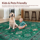 Ultra Soft Area Rug, Non Slip, Stain Resistant, Washable Area Rugs for Living Room, Bedroom, Elegant Antique Floral Arrangement(Green)