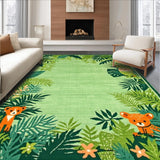Ultra Soft Area Rug, Non Slip, Stain Resistant, Washable Area Rugs for Living Room, Bedroom, Charming Multicolor Safari Theme(Green)