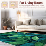 Ultra Soft Area Rug, Non Slip, Stain Resistant, Washable Area Rugs for Living Room, Bedroom, Tropical Plant-Inspired Washable Bathroom Floor Mat(Green)