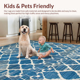 Ultra Soft Area Rug, Non Slip, Stain Resistant, Washable Area Rugs for Living Room, Bedroom, Modern Textured Ogee Design(Blue)