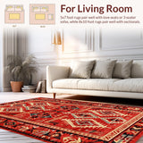 Ultra Soft Area Rug, Non Slip, Stain Resistant, Washable Area Rugs for Living Room, Bedroom, Contemporary Abstract Southwestern Fusion(Red)