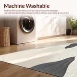 Minimalist Wave Area Subtle Beige Black Abstract(Beige)