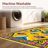 Ultra Soft Area Rug, Non Slip, Stain Resistant, Washable Area Rugs for Living Room, Bedroom, Dynamic Color Blocking Design(Yellow)