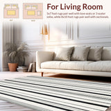 Bold Striped Accent with Symmetrical Monochrome Line Art(Beige)