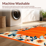 Ultra Soft Area Rug, Non Slip, Stain Resistant, Washable Area Rugs for Living Room, Bedroom, Charming Cheerful Patterned Accent(Orange)