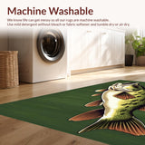 Ultra Soft Area Rug, Non Slip, Stain Resistant, Washable Area Rugs for Living Room, Bedroom, Whimsical Outdoor Fishing Theme Décor(Green)