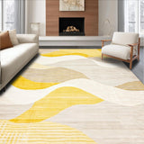 Ultra Soft Area Rug, Non Slip, Stain Resistant, Washable Area Rugs for Living Room, Bedroom, Beige Wave Non Slip(Yellow)