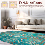 Ultra Soft Area Rug, Non Slip, Stain Resistant, Washable Area Rugs for Living Room, Bedroom, Rustic Vibrant Tribal Aesthetic(Blue)